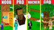 Minecraft Battle_ INSIDE TREE HOUSE BUILD CHALLENGE - NOOB vs PRO vs HACKER vs GOD _ Animation WOOD