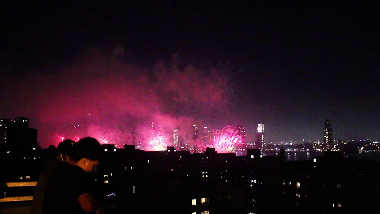 Fireworks Explode Right by Rooftop Viewers