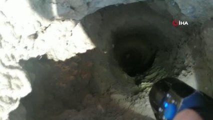 İtfaiyeciler sondaj çukuruna düşen yavru köpeği kurtardı