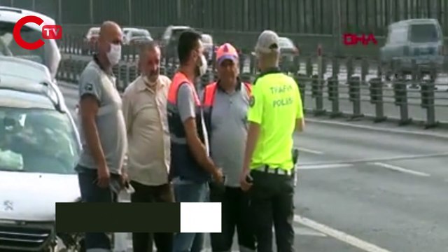 Haliç Köprüsü'nde ilginç görüntü; geri geri gidip trafik oluşturdular
