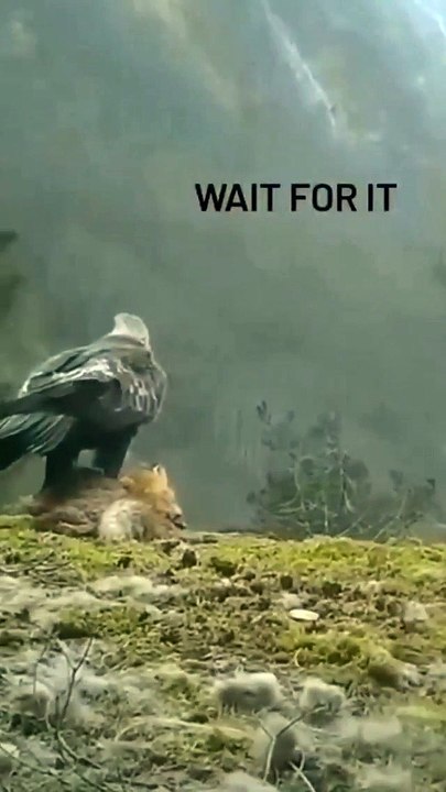 Eagle hunting on its prey (rabbit)