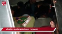 Koltukları sökülen minibüste 60 düzensiz göçmen yakalandı