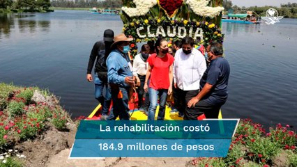Con viaje en trajinera, Sheinbaum supervisa rehabilitación del Parque Ecológico de Xochimilco