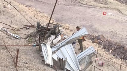 15 metre yüksekten yuvarlanan araçtan atlayarak kurtuldu