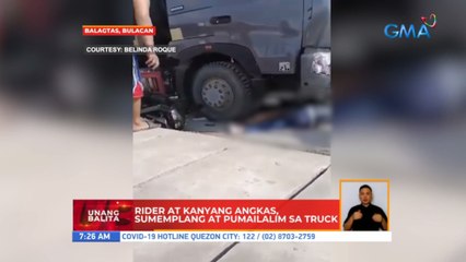 Rider at kanyang angkas, sumemplang at pumailalim sa truck | UB