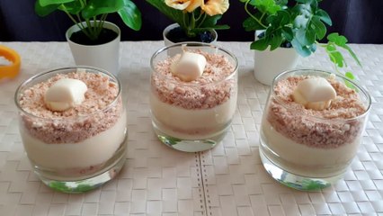 حلى الشكولاتة البيضاء | تحلية الكؤوس لذيذة جدا وتحضر بسرعة