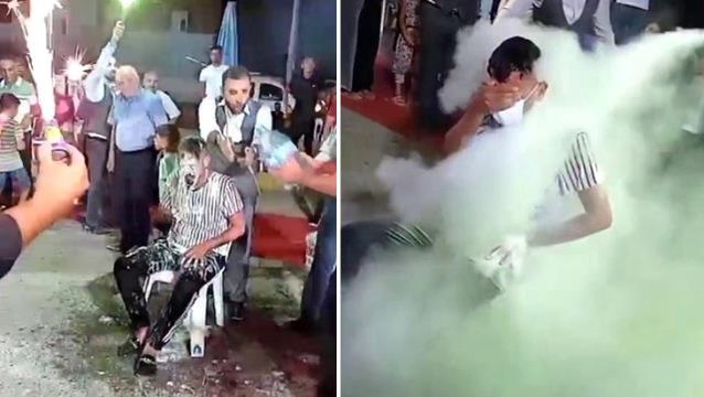 İşkence gibi eğlence! Düğünde damadın kardeşine yapılanlar izleyenleri hayrete düşürdü