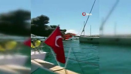 Bodrum'da milyon dolarlık yat küle döndü