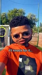 9 YEAR OLD ME KICKING THE FOOTBALL OVER THE FENCE