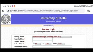 How to fill Du examination Form 2021 || Delhi University exams 2021 ||