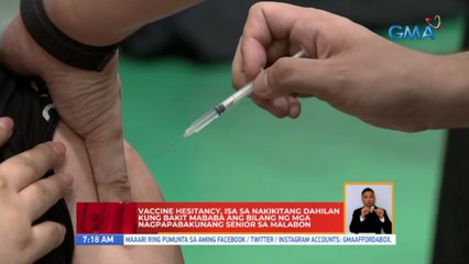 Vaccine hesitancy, isa sa nakikitang dahilan kung bakit mababa ang bilang ng mga nagpapabakunang senior sa Malabon | UB