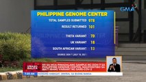 101 sa mga pinadalang sample ng DOH-7 sa Philippine Genome Center, nagpositibo sa iba't ibang variant ng SARS-CoV-2 | UB