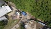 Vue aérienne d'un camping détruit à Esneux (images Belga)