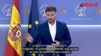 Rufían: "A Casado le marca la agenda Ayuso y eso le hace asalvajarse más"