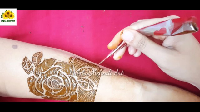 designer mehndi design - front hand 3D flowr henna mehndi - cut work mehndi - Bridal intricate mehndi design- unique style heavy दुल्हन मेहंदी design for -मेहंदी डिजाइन आसान - arabic henna मेहदी design - bridal henna mehndi design - Habiba Mehndi Art
