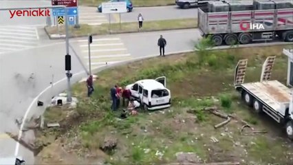 Kaza anı drone kamerasına anbean yansıdı!