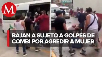 Dan golpiza a sujeto en combi por presuntamente golpear a una mujer en EdoMex