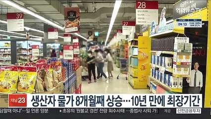 생산자 물가 8개월째 상승…10년 만에 최장기간