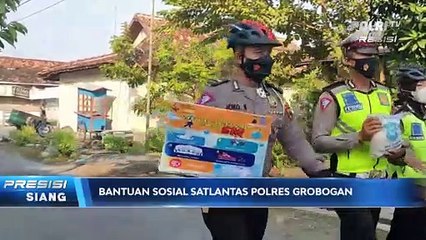 Satlantas Polres Grobogan Memberikan Bantuan Sembako Kepada Masyarakat