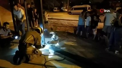 Kapı arasına sıkışan yavru kediyi itfaiye kurtardı