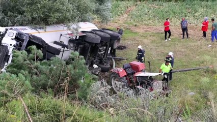 BOLU - Bariyerlere çarpan LPG tankeri tarlaya yuvarlandı: 1 yaralı