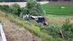 TEM’de şarampole uçan LPG yüklü tanker traktörün üzerine düştü: 1 yaralı