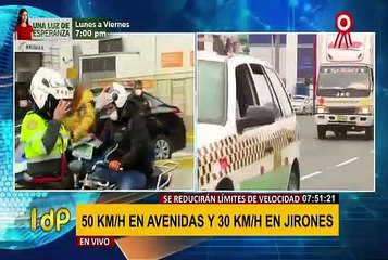 ¡Atención! reducen límites de velocidad a 50 km/h en avenidas y 30 km/h en jirones
