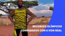 Recordes olímpicos comparados com a vida real