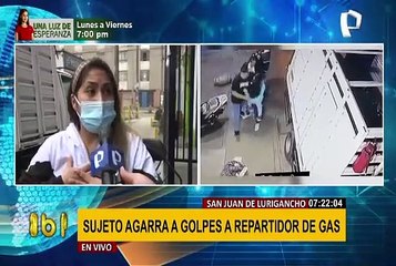 SJL: desconocido agarra a golpes a empresario y le lanza balón de gas a su esposa