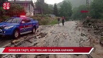 Düzce'de yoğun yağış nedeniyle dereler taştı, köy yolları ulaşıma kapandı