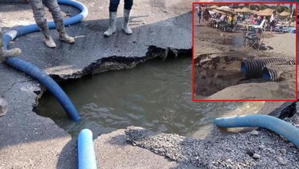Turizm cenneti Kuşadası'nda patlayan lağım suları denize karıştı