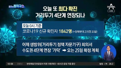 오늘 또 최다 확진…거리두기 4단계 연장되나