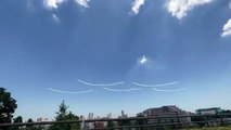 Blue Impulse flying at the opening ceremony of the Tokyo Olympics