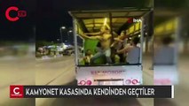 Eğlencenin dozunu kaçırıp, kamyonet kasasında kendilerinden geçtiler