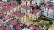 Sel sonrası göle dönen Artvin'in Arhavi ilçe merkezi havadan görüntülendi