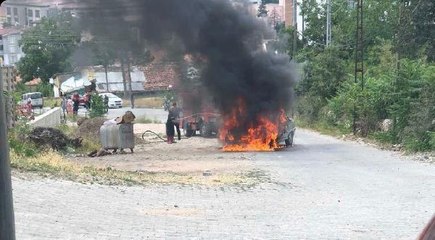 TOKAT'TA SEYİR HALİNDEKİ OTOMOBİL YANDI