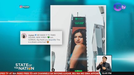 Julie Anne San Jose, featured sa digital billboard ng Times Square sa New York | SONA
