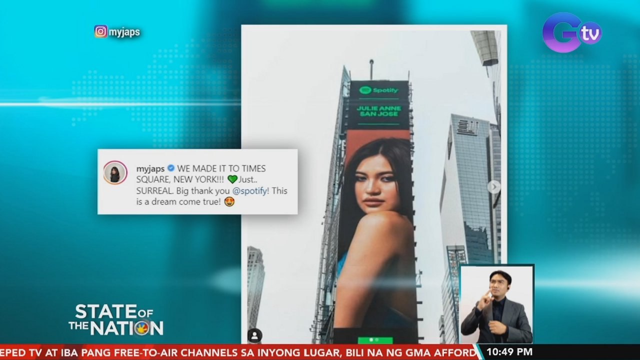 Julie Anne San Jose, featured sa digital billboard ng Times Square sa New York | SONA