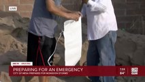 Preparing for flood waters with sandbags