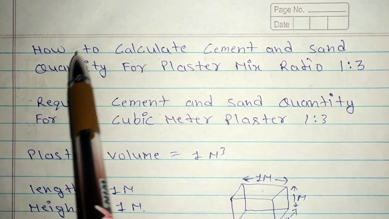 How to Calculate cement and sand quantity for plaster ratio 1:3