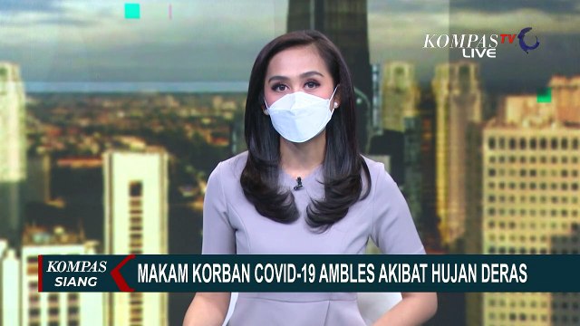 Diguyur Hujan Deras, Makam Covid-19 di TPU Pasir Putih Depok Ambles