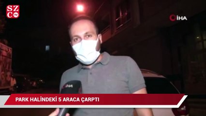 Alkollü sürücü park halindeki 5 otomobile çarptı, o anlar kamerada