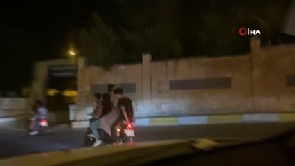 3 motosiklette 15 kişilik tehlikeli yolculuk kamerada