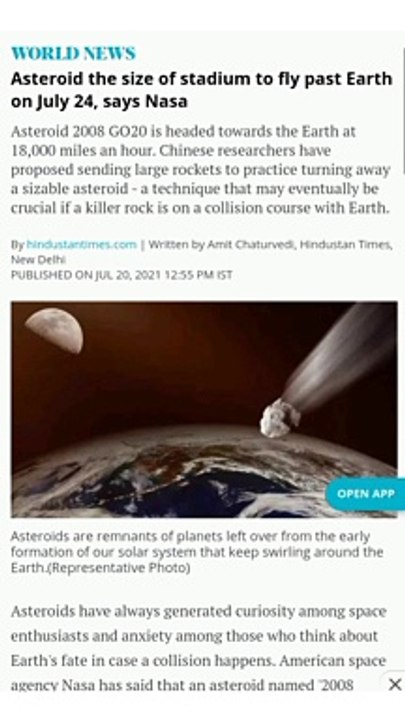 On July 24, 2021, a huge asteroid will pass near our Earth. knowledge flight.