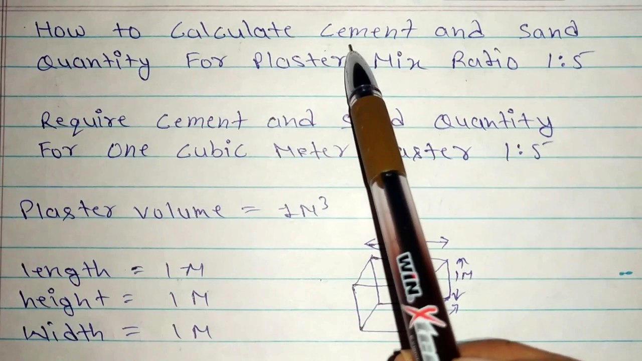 How to Calculate cement and sand quantity for plaster ratio 1:5