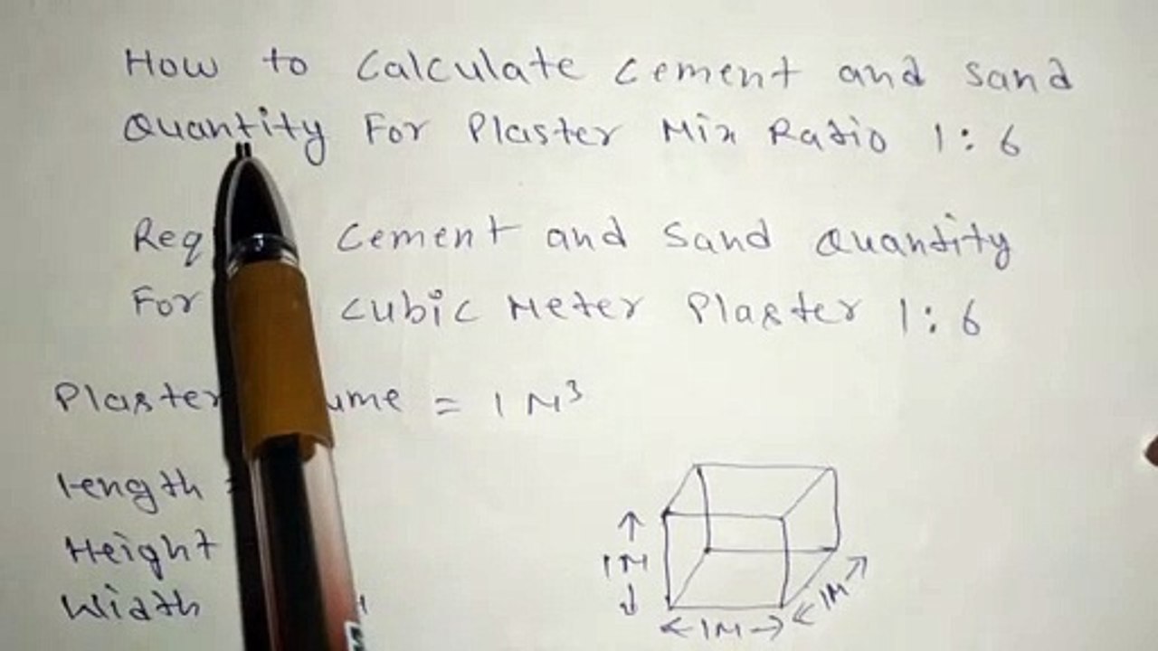 How to Calculate cement and sand quantity for plaster ratio 1:6