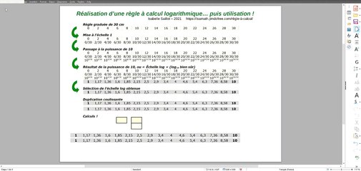 Réalisation d'une règle à calcul (bureautique de base)