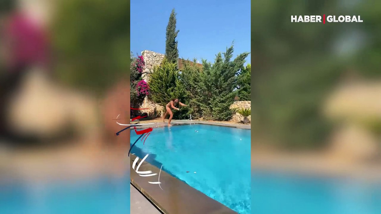 Survivor Aleyna Kalaycıoğlu, havuzda şov yaptı