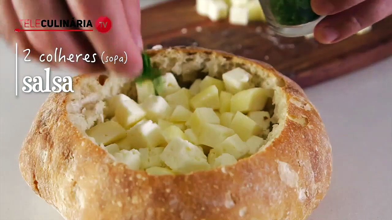 Pão recheado com Queijo da serra e Presunto (simples e fácil) - TeleCulinária