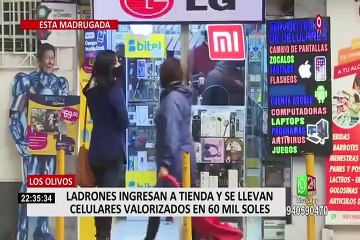 Download Video: Delincuentes son captados robando en tienda de celulares en Los Olivos